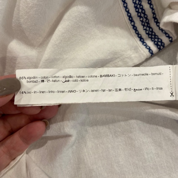 Zara Size Small Boho Blouse w/ Blue Embroidery & Tassel Detail - Picture 13 of 13